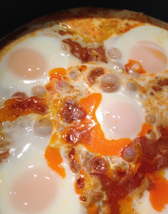 red poached egg